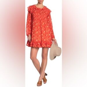 FREE PEOPLE, These Dreams Mini Dress in Orange, XS